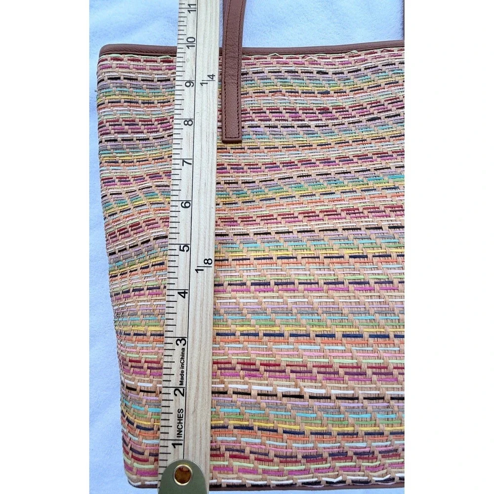 Talbots‎ Women's Straw Tote Saturated Summer Stripes Statement Shoulder Bag